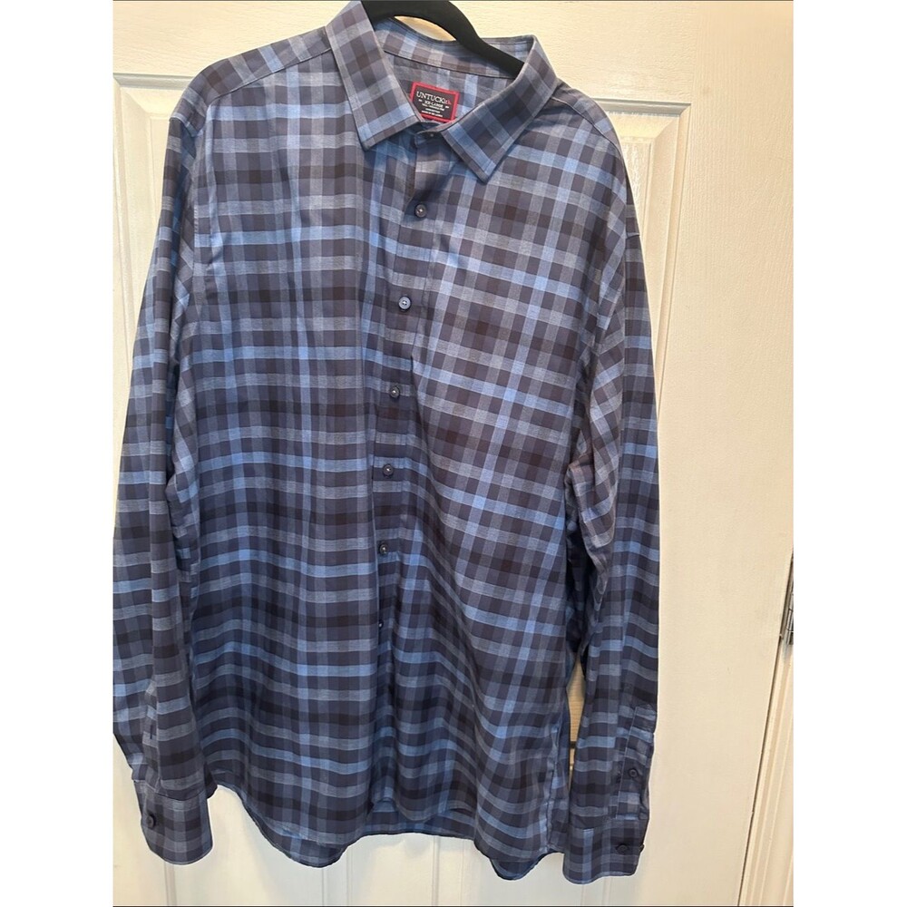 UNTUCKit Blue Plaid Button-Down Shirt 100% Cotton Size XXL Tall